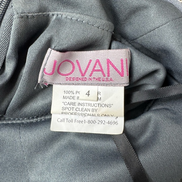 Jovani Gray Evening Dress with Subtle Sheen - Picture 5 of 6